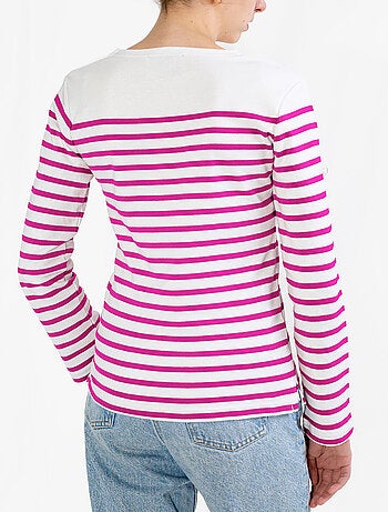 Marinière 'Breizh Océan', T-Shirt Femme Manches Longues en Coton Bio