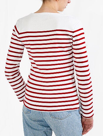 Marinière 'Breizh Océan', T-Shirt Femme Manches Longues en Coton Bio