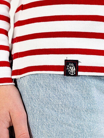 Marinière 'Breizh Océan', T-Shirt Femme Manches Longues en Coton Bio