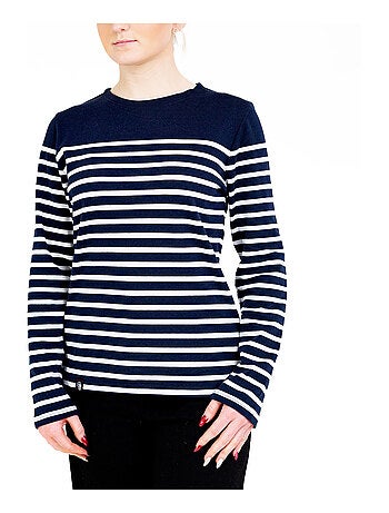 Marinière 'Breizh Océan', T-Shirt Femme Manches Longues en Coton Bio