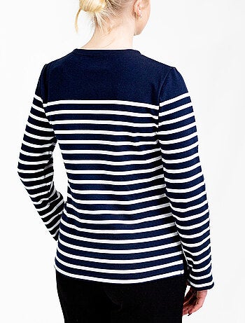 Marinière 'Breizh Océan', T-Shirt Femme Manches Longues en Coton Bio