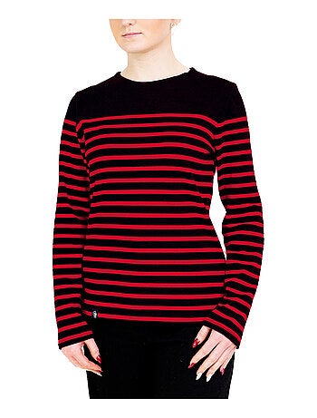 Marinière 'Breizh Océan', T-Shirt Femme Manches Longues en Coton Bio