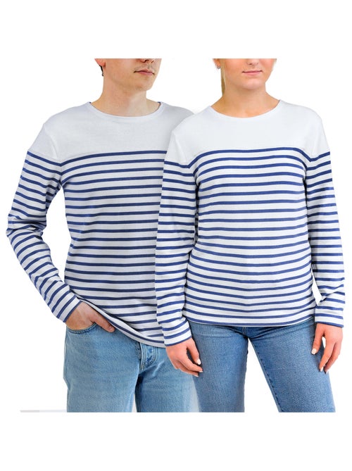 Marinière 'Breizh Océan', T-Shirt rayé Manches Longues, épais en Coton Bio - Mixte, Homme ou Femme - Kiabi