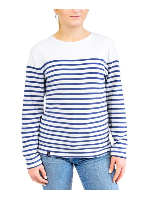 Marinière 'Breizh Océan', T-Shirt rayé Manches Longues, épais en Coton Bio - Mixte, Homme ou Femme - Kiabi