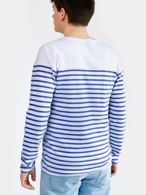Marinière 'Breizh Océan', T-Shirt rayé Manches Longues, épais en Coton Bio - Mixte, Homme ou Femme - Kiabi