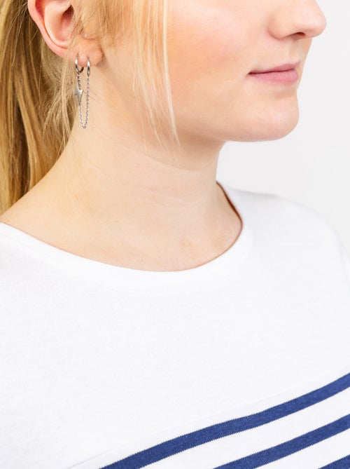 Marinière 'Breizh Océan', T-Shirt rayé Manches Longues, épais en Coton Bio - Mixte, Homme ou Femme - Kiabi