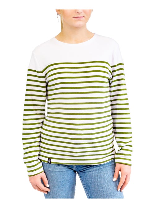 Marinière 'Breizh Océan', T-Shirt rayé Manches Longues, épais en Coton Bio - Mixte, Homme ou Femme - Kiabi