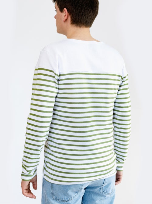 Marinière 'Breizh Océan', T-Shirt rayé Manches Longues, épais en Coton Bio - Mixte, Homme ou Femme - Kiabi