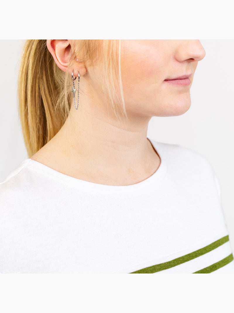 Marinière 'Breizh Océan', T-Shirt rayé Manches Longues, épais en Coton Bio - Mixte, Homme ou Femme Blanc/Kaki - Kiabi