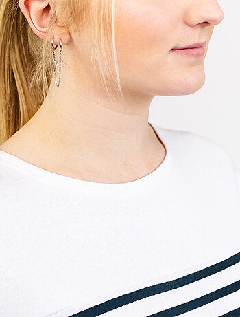 Marinière 'Breizh Océan', T-Shirt rayé Manches Longues, épais en Coton Bio - Mixte, Homme ou Femme