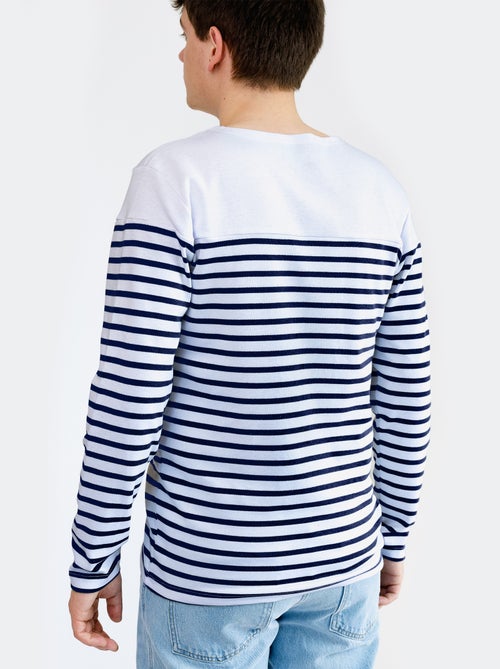 Marinière 'Breizh Océan', T-Shirt rayé Manches Longues, épais en Coton Bio - Mixte, Homme ou Femme - Kiabi