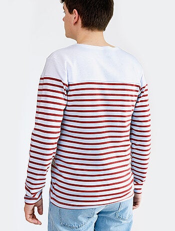 Marinière 'Breizh Océan', T-Shirt rayé Manches Longues, épais en Coton Bio - Mixte, Homme ou Femme