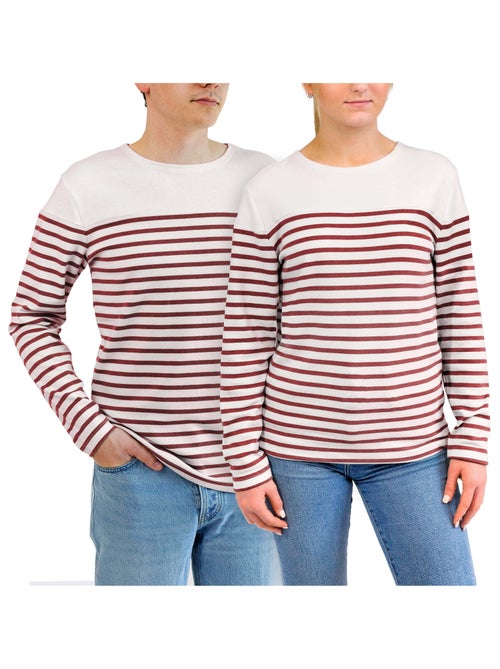 Marinière 'Breizh Océan', T-Shirt rayé Manches Longues, épais en Coton Bio - Mixte, Homme ou Femme - Kiabi