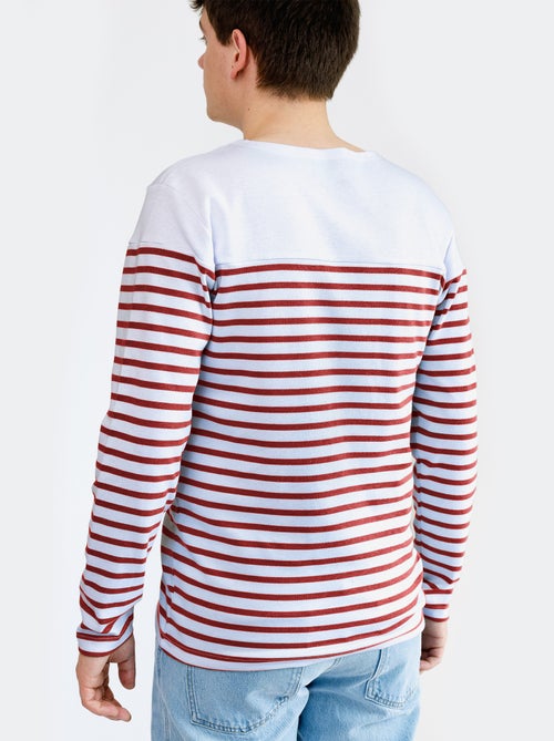 Marinière 'Breizh Océan', T-Shirt rayé Manches Longues, épais en Coton Bio - Mixte, Homme ou Femme - Kiabi