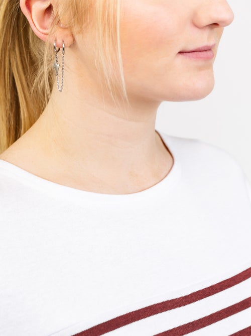 Marinière 'Breizh Océan', T-Shirt rayé Manches Longues, épais en Coton Bio - Mixte, Homme ou Femme - Kiabi