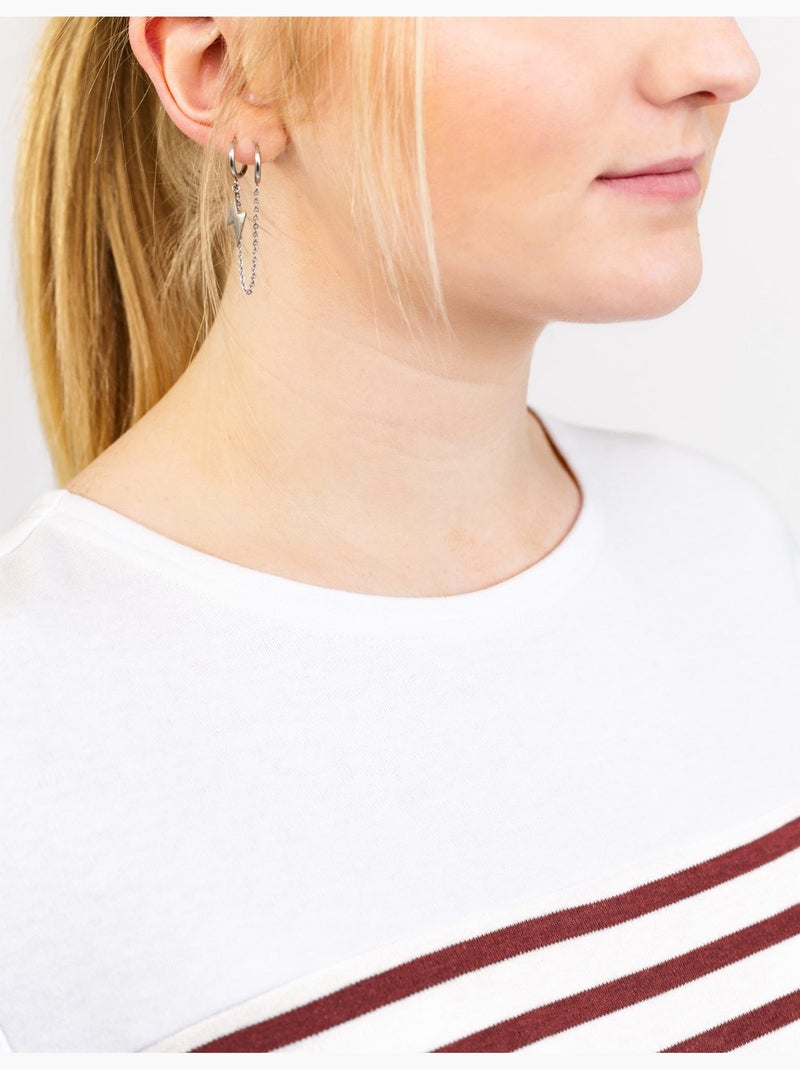 Marinière 'Breizh Océan', T-Shirt rayé Manches Longues, épais en Coton Bio - Mixte, Homme ou Femme Blanc/Rouge - Kiabi