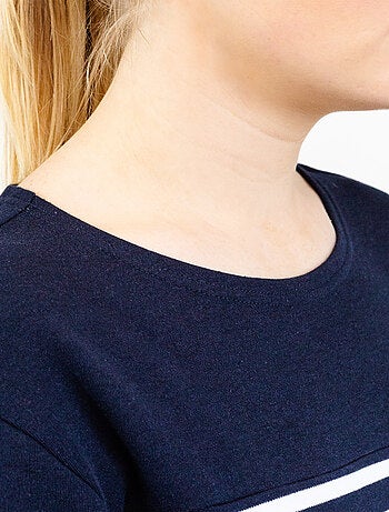 Marinière 'Breizh Océan', T-Shirt rayé Manches Longues, épais en Coton Bio - Mixte, Homme ou Femme