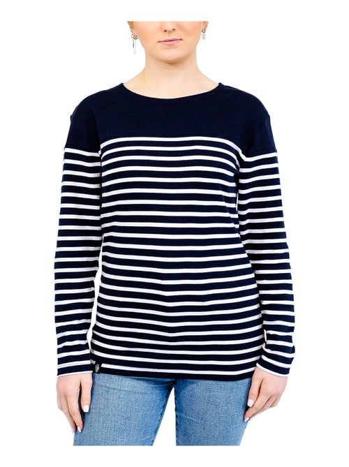 Marinière 'Breizh Océan', T-Shirt rayé Manches Longues, épais en Coton Bio - Mixte, Homme ou Femme - Kiabi