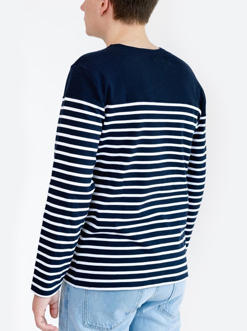 Marinière 'Breizh Océan', T-Shirt rayé Manches Longues, épais en Coton Bio - Mixte, Homme ou Femme - Kiabi