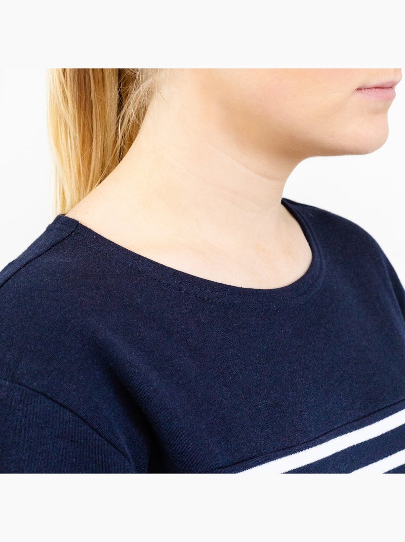 Marinière 'Breizh Océan', T-Shirt rayé Manches Longues, épais en Coton Bio - Mixte, Homme ou Femme Marine/Blanc - Kiabi