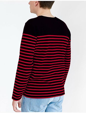 Marinière 'Breizh Océan', T-Shirt rayé Manches Longues, épais en Coton Bio - Mixte, Homme ou Femme