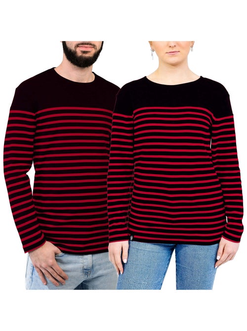 Marinière 'Breizh Océan', T-Shirt rayé Manches Longues, épais en Coton Bio - Mixte, Homme ou Femme - Kiabi