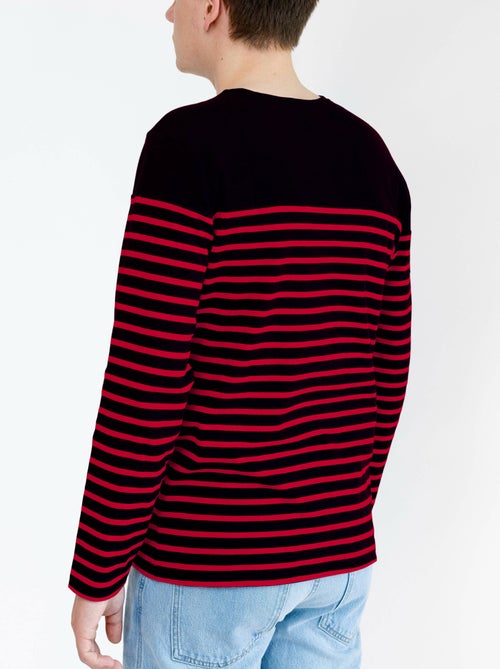 Marinière 'Breizh Océan', T-Shirt rayé Manches Longues, épais en Coton Bio - Mixte, Homme ou Femme - Kiabi