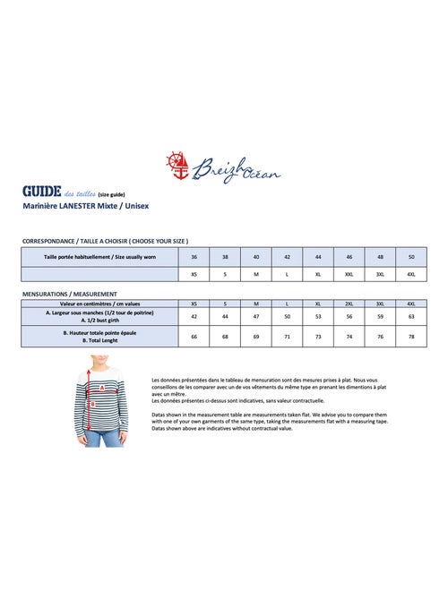 Marinière 'Breizh Océan', T-Shirt rayé Manches Longues, épais en Coton Bio - Mixte, Homme ou Femme - Kiabi