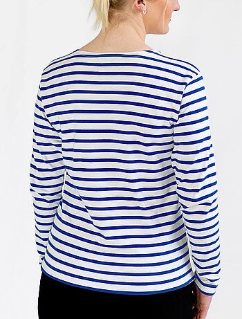 Marinière 'Breizh Océan', T-Shirt rayé mixte épais en Coton Bio, Homme ou Femme