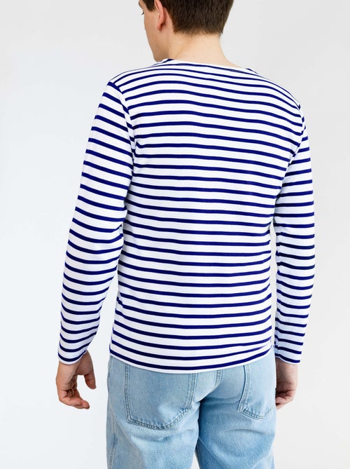 Marinière 'Breizh Océan', T-Shirt rayé mixte épais en Coton Bio, Homme ou Femme - Kiabi