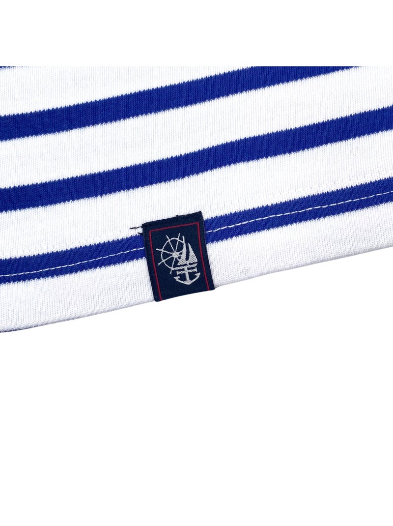 Marinière 'Breizh Océan', T-Shirt rayé mixte épais en Coton Bio, Homme ou Femme Blanc/Azur - Kiabi