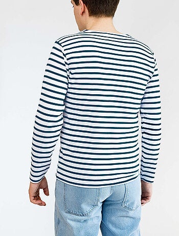 Marinière 'Breizh Océan', T-Shirt rayé mixte épais en Coton Bio, Homme ou Femme