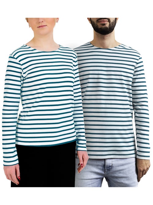 Marinière 'Breizh Océan', T-Shirt rayé mixte épais en Coton Bio, Homme ou Femme - Kiabi