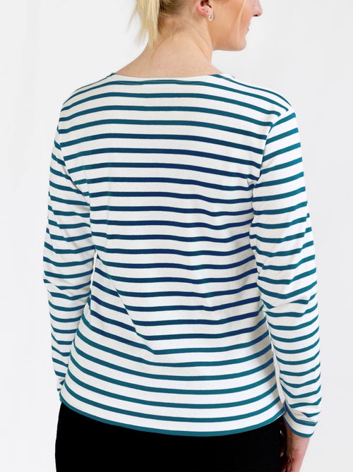 Marinière 'Breizh Océan', T-Shirt rayé mixte épais en Coton Bio, Homme ou Femme - Kiabi