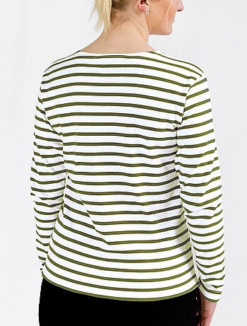 Marinière 'Breizh Océan', T-Shirt rayé mixte épais en Coton Bio, Homme ou Femme