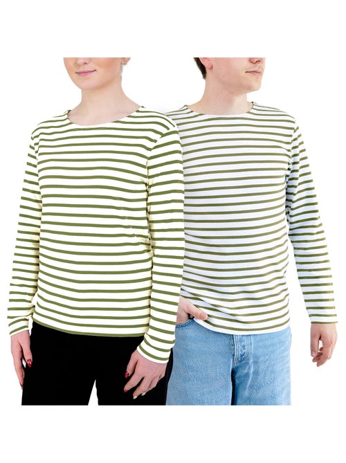 Marinière 'Breizh Océan', T-Shirt rayé mixte épais en Coton Bio, Homme ou Femme - Kiabi