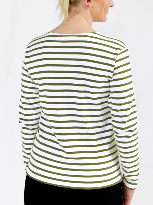 Marinière 'Breizh Océan', T-Shirt rayé mixte épais en Coton Bio, Homme ou Femme - Kiabi