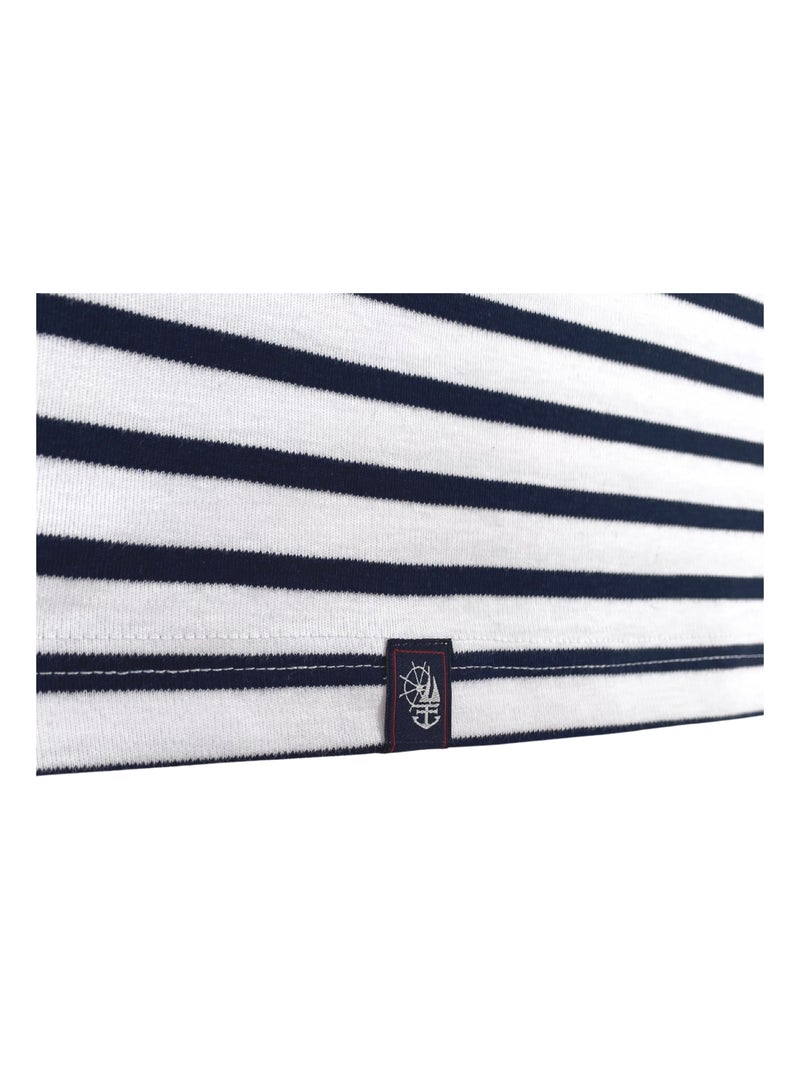 Marinière 'Breizh Océan', T-Shirt rayé mixte épais en Coton Bio, Homme ou Femme Blanc/Marine - Kiabi