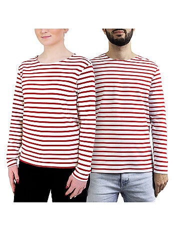 Marinière 'Breizh Océan', T-Shirt rayé mixte épais en Coton Bio, Homme ou Femme