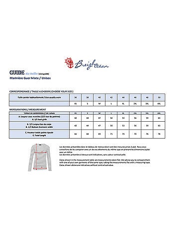 Marinière 'Breizh Océan', T-Shirt rayé mixte épais en Coton Bio, Homme ou Femme