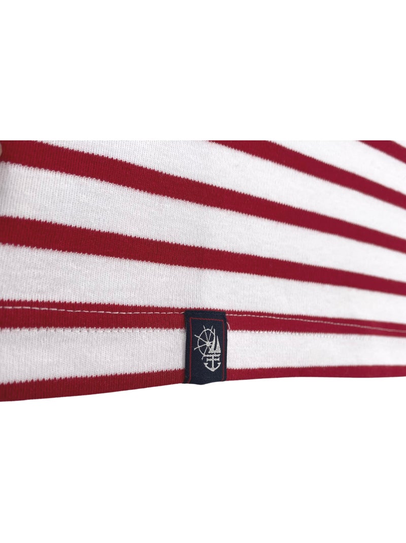 Marinière 'Breizh Océan', T-Shirt rayé mixte épais en Coton Bio, Homme ou Femme Blanc/Rouge - Kiabi