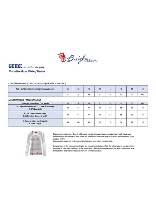 Marinière 'Breizh Océan', T-Shirt rayé mixte épais en Coton Bio, Homme ou Femme - Kiabi