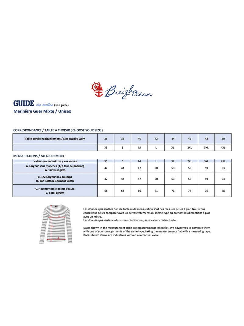 Marinière 'Breizh Océan', T-Shirt rayé mixte épais en Coton Bio, Homme ou Femme Blanc/Rouge - Kiabi