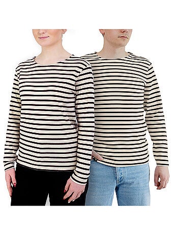 Marinière 'Breizh Océan', T-Shirt rayé mixte épais en Coton Bio, Homme ou Femme