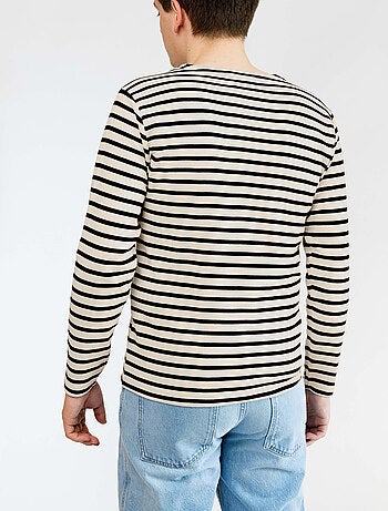 Marinière 'Breizh Océan', T-Shirt rayé mixte épais en Coton Bio, Homme ou Femme