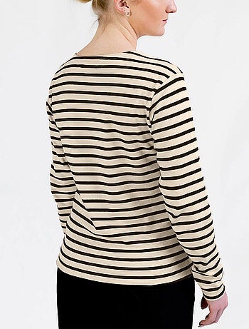 Marinière 'Breizh Océan', T-Shirt rayé mixte épais en Coton Bio, Homme ou Femme