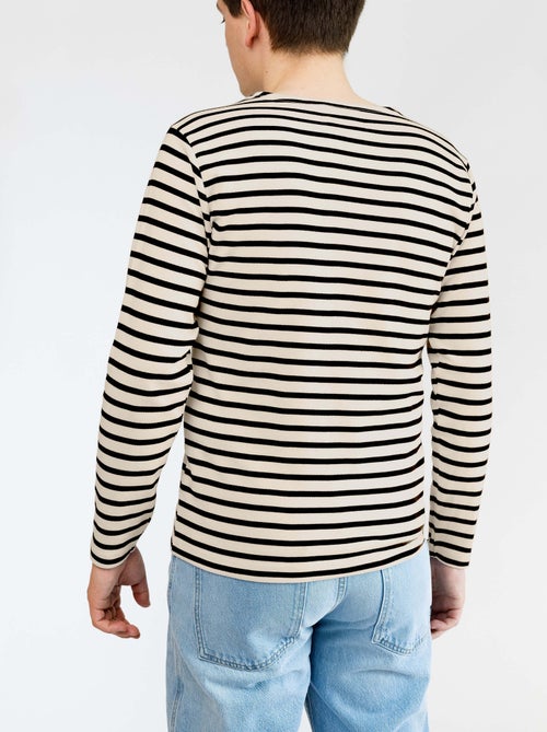 Marinière 'Breizh Océan', T-Shirt rayé mixte épais en Coton Bio, Homme ou Femme - Kiabi