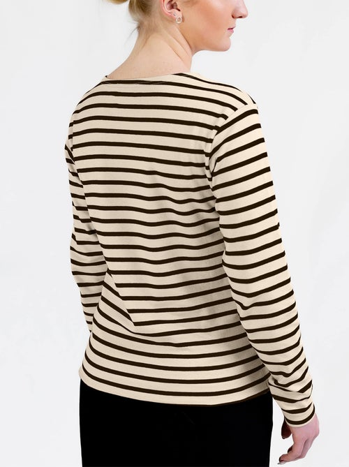 Marinière 'Breizh Océan', T-Shirt rayé mixte épais en Coton Bio, Homme ou Femme - Kiabi