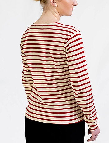 Marinière 'Breizh Océan', T-Shirt rayé mixte épais en Coton Bio, Homme ou Femme