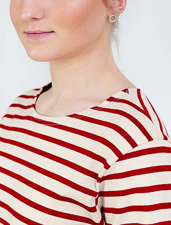 Marinière 'Breizh Océan', T-Shirt rayé mixte épais en Coton Bio, Homme ou Femme